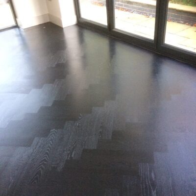 Parquet Floor Restoration Painted Dark Tiles - ATF Flooring